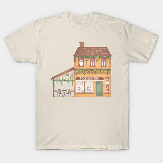 BOOKSHOP CAFÉ T-Shirt by Catarinabookdesigns